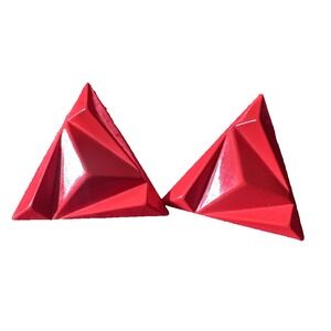Vintage‎ 80's Red Triangular Stub Earrings GoGo's Punk Art Deco
